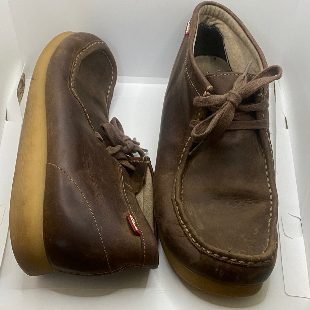 Clarks Men’s Brown Leather Stinson Hi Chukka-Style sz 10.5